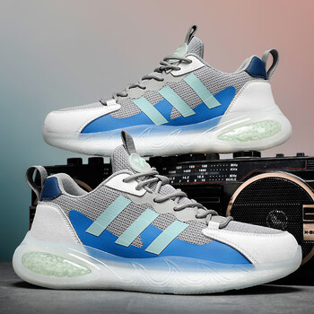 男女同款跑步鞋新款情侣运动鞋增高软底青少年鞋 2201111灰色 38