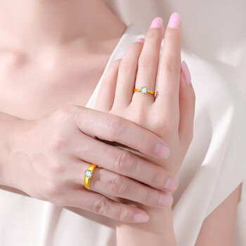 初卿(chuqing) 黄金戒指女男情侣一对婚戒999足金对戒实心求婚520情人