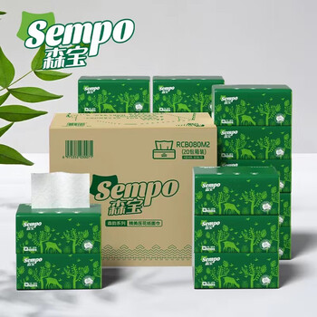 森宝抽纸 原生木浆强韧4层加厚80抽 卫生纸餐巾纸干湿两用抽取式纸巾