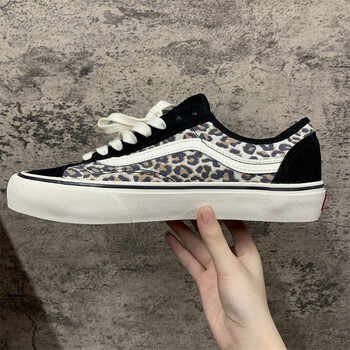 万斯(vans)休闲鞋女鞋2023春夏新款豹纹鞋一脚蹬帆布鞋时尚潮流百搭