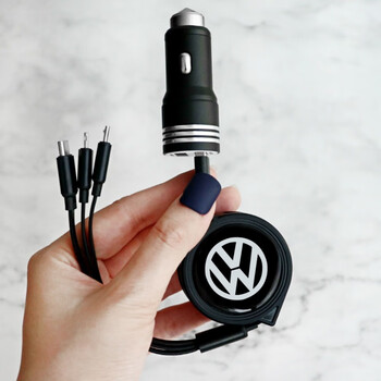 车载一拖三伸缩数据线三合一华为苹果安卓type-c手机充电器快充 黑色