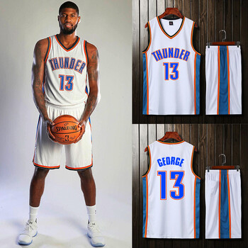 雷霆队球衣篮球服套装男保罗安东尼威斯布鲁克定制团购diy印号白色13