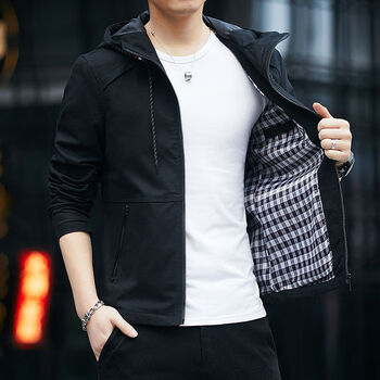 啄木鸟春季男装外套男新款韩版潮流百搭休闲上衣服机能工装连帽夹克