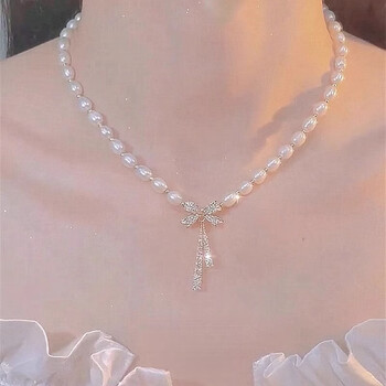 liei施华洛世奇锆巴洛克淡水珍珠项链女款2024新款微镶锆石蝴蝶结吊坠