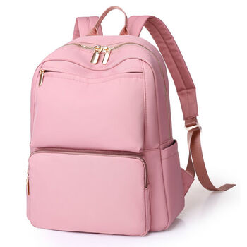 雅悦牛津布双肩包女百搭大容量上班族多层背包女士外出旅行包粉色