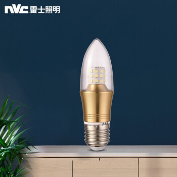 雷士（NVC） 雷士照明 led灯泡 蜡烛泡尖泡家用节能灯泡 单色三色 e27大螺口 9W 白光 E27大螺口 高119mm