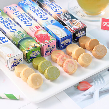 日本零食 uha悠哈系列草莓抹茶牛奶糖硬糖条装37g 蜂蜜味牛奶糖9849