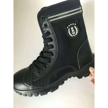 安保鞋黑色网面保安鞋帆布作训鞋秋季超轻透气j靴训练鞋男特种特训靴