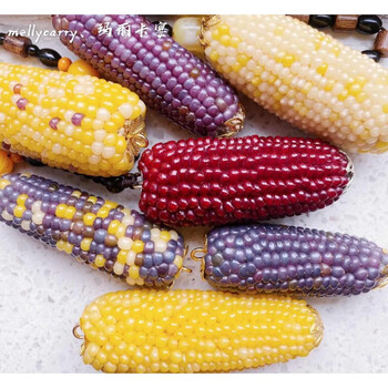 豫见美农文玩玉米文玩玉米手把件小玉米种子挂件配饰菩提红玉彩色七彩