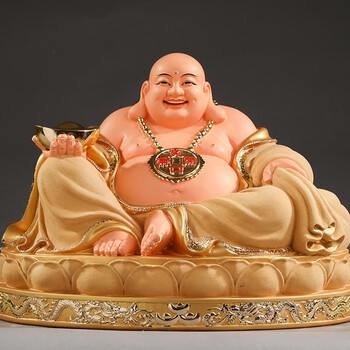 弥勒佛笑佛像家用招财保平安纳福寺庙供奉佛像弥勒佛摆件大肚笑佛新居