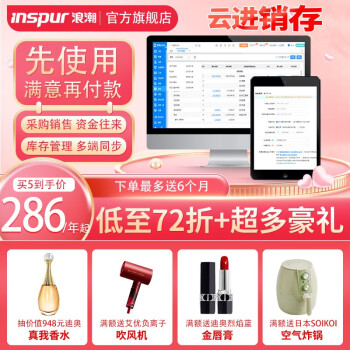 浪潮（INSPUR）云进销存管理软件 ERP仓库库存管理系统 销售采购单机版正版软件 标准版（ 1用户/1账套/1年）