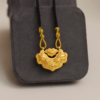 迈道古法黄金双鱼锦鲤锁包足金999平安长命锁手工编织项链吊坠送女友