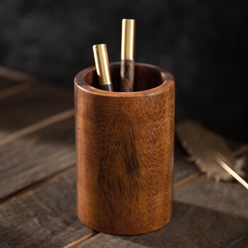 木鑫藤 整木笔筒创意时尚学生可爱实木笔筒桌面办公文具用品收 相思木