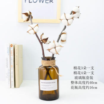 棉花树枝木棉花干花树枝永生花diy花束材料ins风客厅家居棉花装饰棉花3朵4朵花瓶组合干树枝 图片价格品牌报价 京东