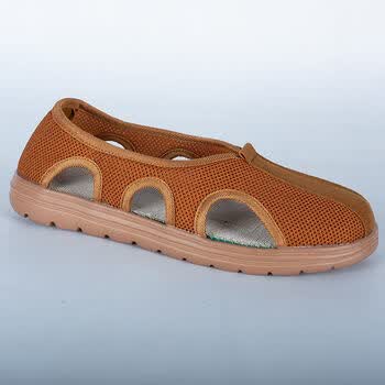 天彩绣 僧鞋夏季男麻面罗汉鞋防滑耐磨和尚鞋 土黄色(网面) 37(标准码