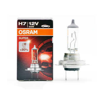 欧司朗(OSRAM) 汽车灯泡  大灯远光灯近光灯卤素灯  H7【增亮30% 色温3200K】 12V55W 德国进口 (单支装)