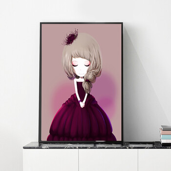 儿童房挂画卡通抽象小女孩卧室床头装饰画壁画 客厅沙发背景墙画 r