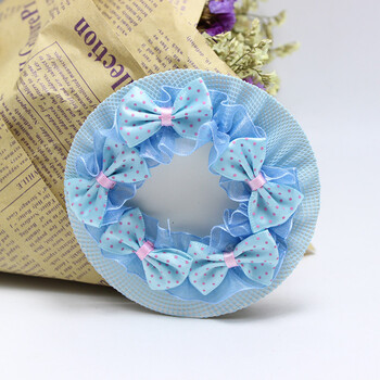 蝴蝶结小圆点弹性发网儿童清新可爱盘发网兜跳舞考级头饰 蓝色