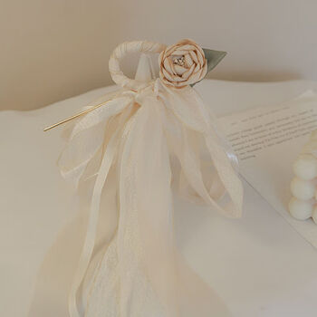 女夏天简约现代高级感金属盘发簪子发钗古风钗子发饰珍珠蝴蝶蓝绿发簪