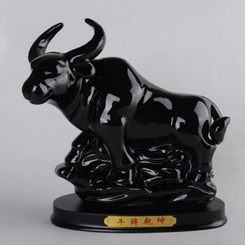 定制黑色牛陶瓷生肖黑牛摆件瓷器工艺品摆设风水吉祥物家居饰品摆设配