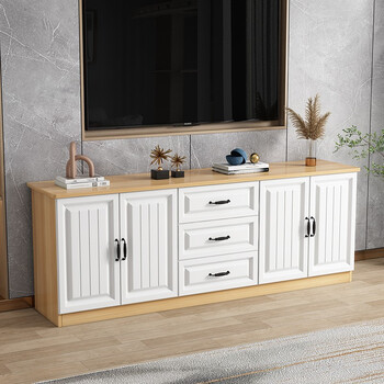 筱筱之窝 实木电视柜岩板现代简约客厅落地高柜电视机柜卧室组合储物