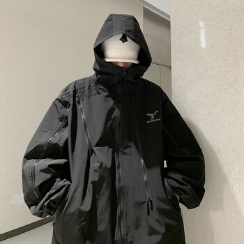 狗冲锋衣男女春秋款人间清醒studio秋季鹰机能风1990美式外套 黑色 l