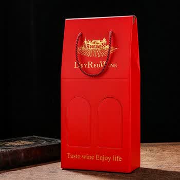 抱风红酒盒子包装礼盒通用纸盒1只牛皮酒盒定做礼品袋装酒袋 红色庄园