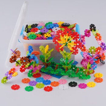 迪士尼儿童早教加厚大号雪花片拼插积木幼儿园宝宝桌面玩具36岁力收纳