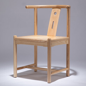 致泽新中式餐椅全实木家具靠背椅子现代家用简约茶室客椅书房扶手椅子 原木色
