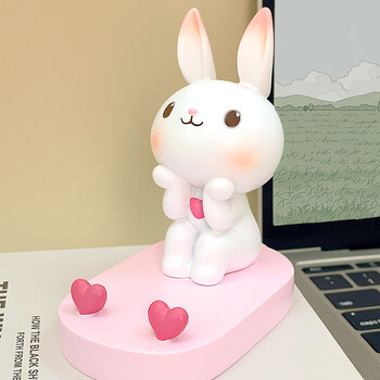 莔兔工坊小兔子手机支架桌面可爱创意卡通摆件ipad平板手机架床头多