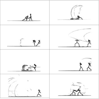 手翻画火柴人大战翻页书纸上大乱斗动画火柴人格斗简笔画手翻书 格斗