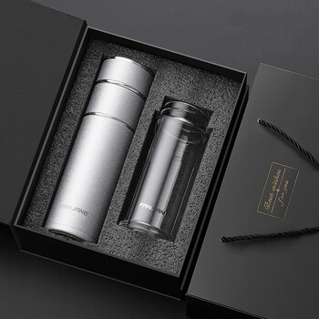 送男女朋友企业定制刻字礼品冰裂银400ml礼盒包装玻璃杯身杯套杯刷