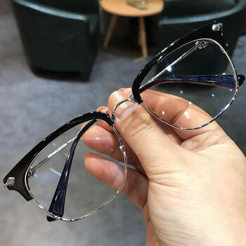眼镜男痞帅防蓝光辐射平光镜女半框护目镜男女通用同款潮星光黑银防