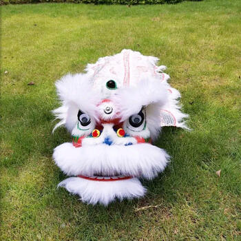 舞狮子羊毛狮子头小醒狮幼儿园表演道具小佛山狮子 6寸经典版白色羊毛