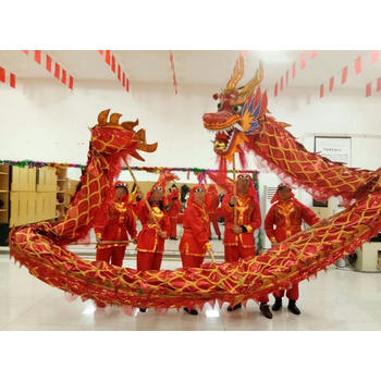 舞龙道具烫金舞龙国标舞龙道具舞龙用品牛津布烫金龙送舞龙旗标准9节