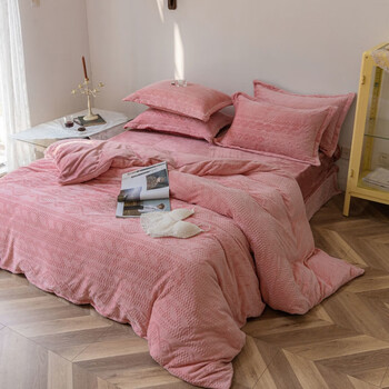 加厚法兰绒四件套双面绒保暖加绒冬季被套珊瑚绒床单双人床上用品小