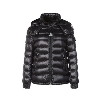 moncler盟可睐/蒙口 女士黑色宽松版dalles短款连帽鹅绒羽绒服夹克