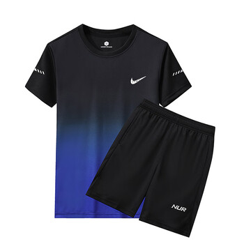 耐克顿羽毛球服运动套装速干女短袖薄款排球网球男黑