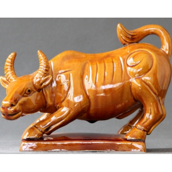 新品陶瓷牛摆设黄牛的摆件工艺品家居装饰品礼物钜惠小号黄牛长19