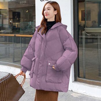 墨庭初中女生羽绒服女学生带帽孑少女冬装新款高中生女孩工装加厚外套