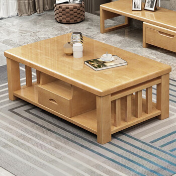 实木茶几  茶几 桌 家具客厅实木茶几 现代中式橡胶木茶几带储物多