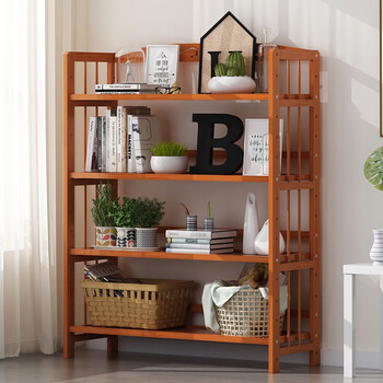 竹艺佳(zhuyijia)书架学生书架简易桌上书柜置物架竹木书架收纳架储物