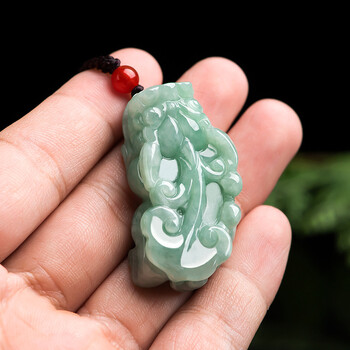翡翠油绿如意貔貅吊坠 冰种玉石招财皮丘男士挂件女款 翡翠招财进宝款