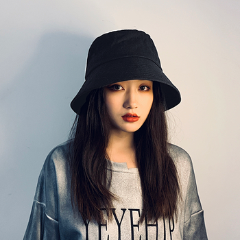 右见面新品帽子女网红渔夫帽女春夏季韩版百搭日系晒遮阳帽子女黑色