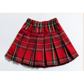 风百褶裙春秋儿童格子洋气半身裙中大儿童新款短裙苏格兰红格子160cm