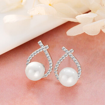 van crude annora女士水晶珍珠耳环女银时尚长款简约气质流苏925银