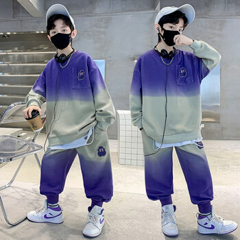 凌纤麦童装男童套装秋季男孩休闲渐变卫衣裤子两件套中大儿童春秋装