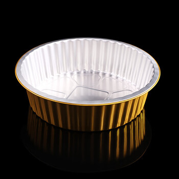铝箔盒铝箔盒一次性餐盒饭盒密封快餐盒饭盒餐盘圆形铝箔餐盒外卖打包