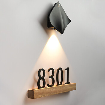 牌家用定制高档自粘实木民宿餐厅包厢包间夜光感应灯带灯数字门牌定做