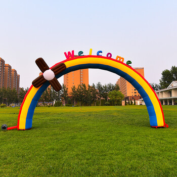 潇赫开业开学招生充气拱门卡通气模幼儿园活动生日彩虹门开业庆典 8米